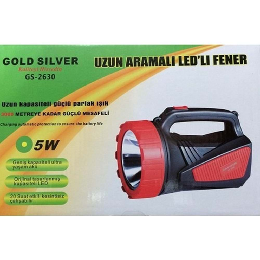 GOLD SILVER GS-2630 5W UZUN ARAMALI LEDLİ FENER