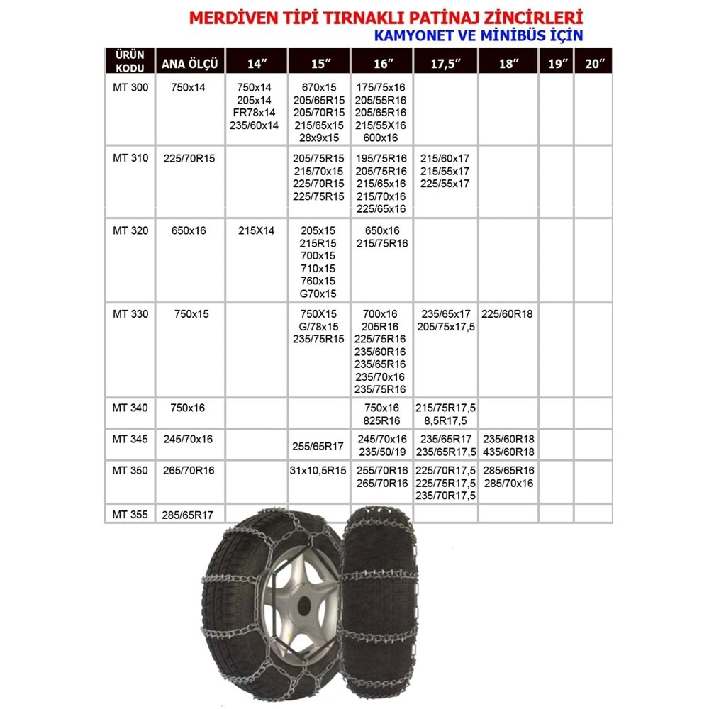 MT 220 YILDIZ PATİNAJ ZİNCİRİ/KAR ZİNCİRİ SERME