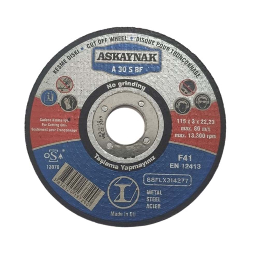 ASKAYNAK 115X3.0X22.23 METAL KESİCİ