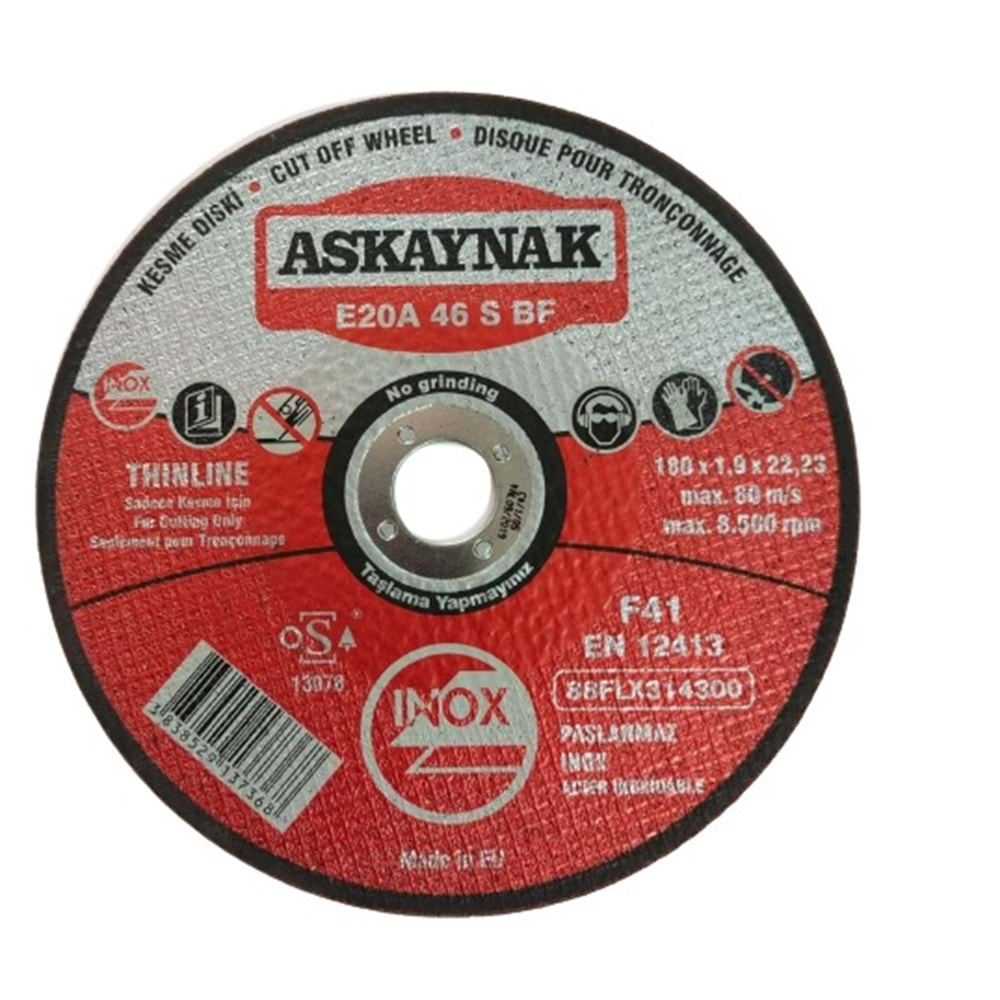 ASKAYNAK 180X1.9X22.23 INOX KESİCİ