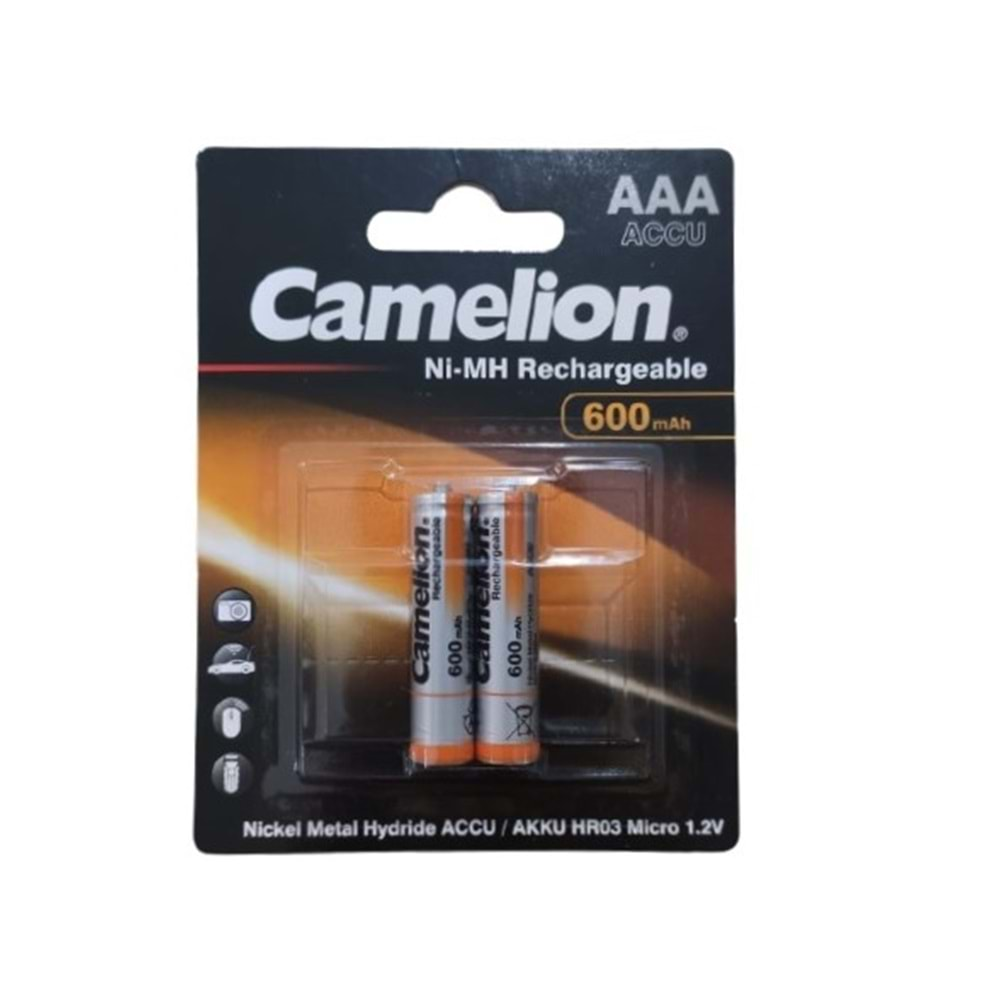 CAMELION 600mAH AAA BOY ŞARJLI KUMANDA PİL 1.2V 2Lİ PAKET