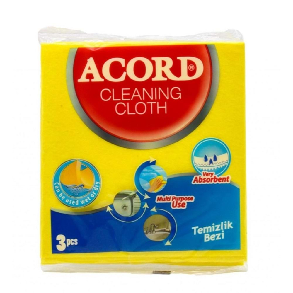 ACORD SARI TEMİZLİK BEZİ 3LÜ CODE:504