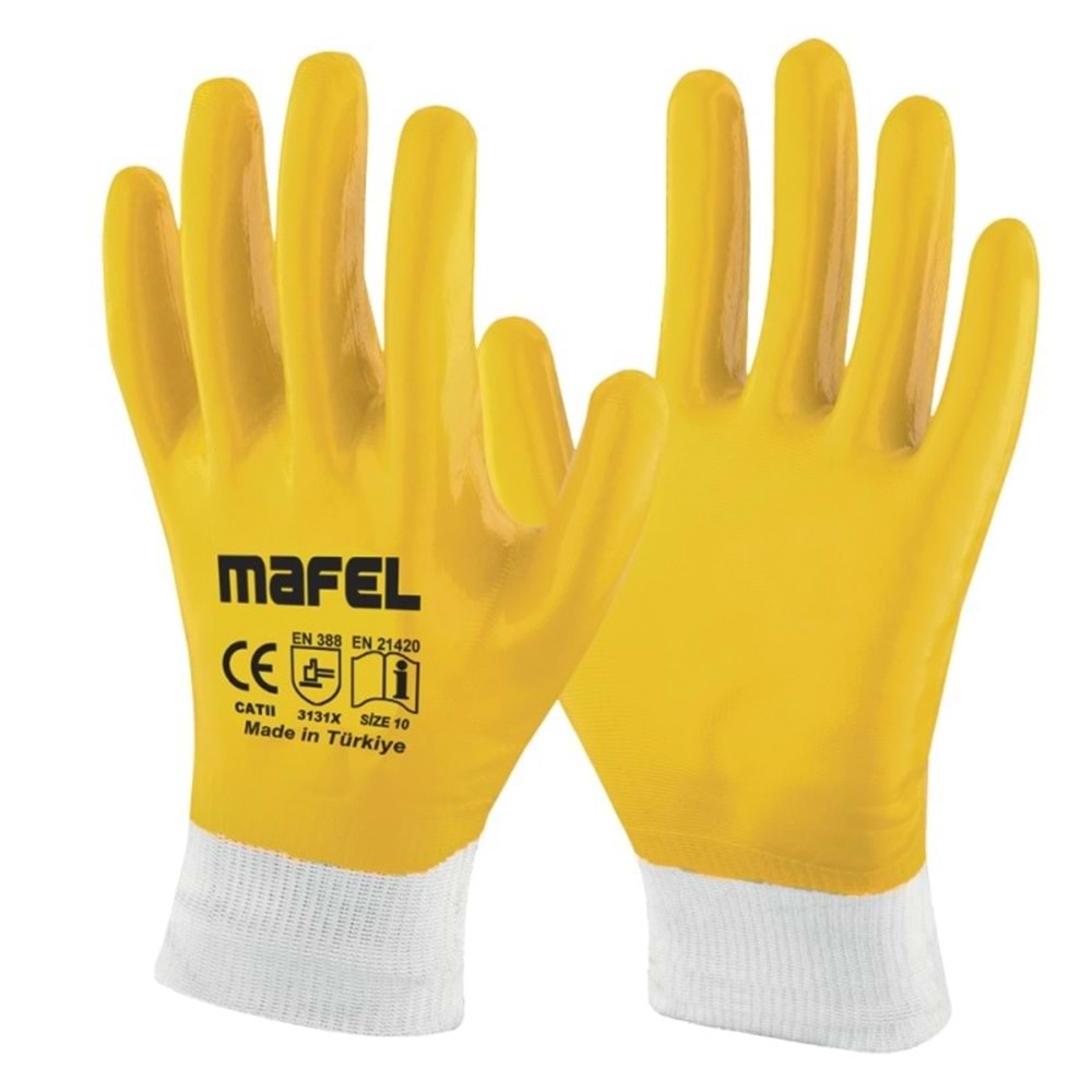 NO:10 MAFEL MF 004 SARI TAM NİTRİL KAPLI İŞ ELDİVENİ