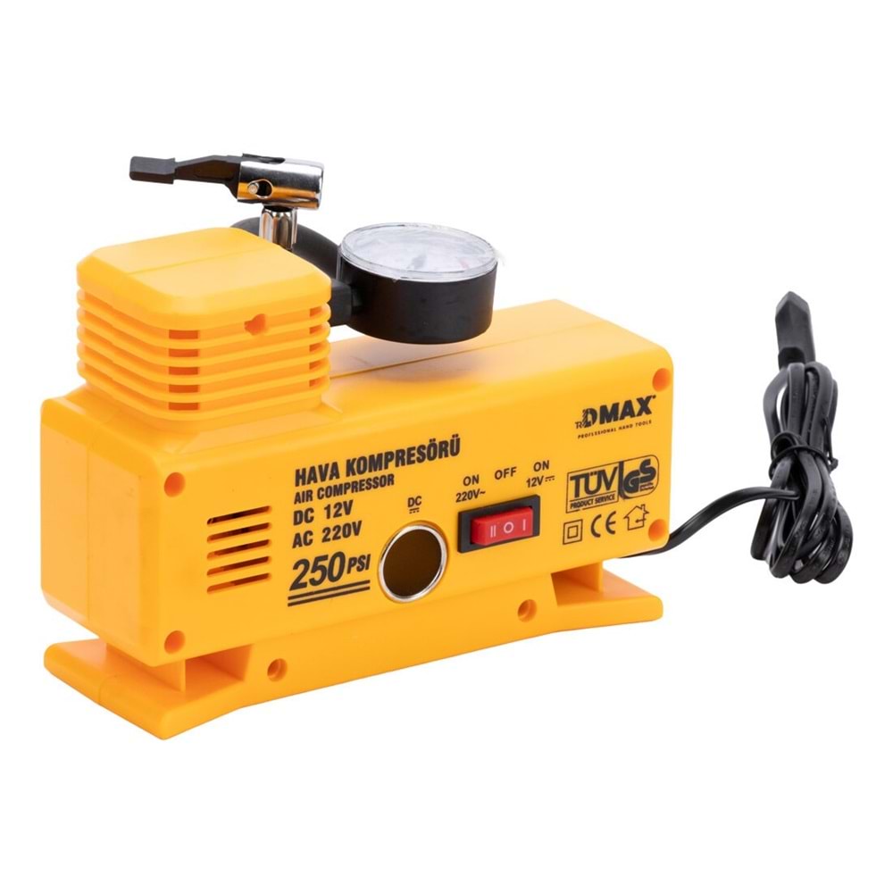 DMX4675 HAVA KOMPRESÖRÜ ÇİFT GİRİŞLİ (ÇAKMAKLIK VE FİŞ) 250 PSI