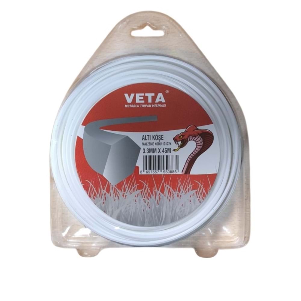 3.30 MM 45 MT TRIMMER LINE BEYAZ ALTI KÖŞE MİSİNA VETA 131724