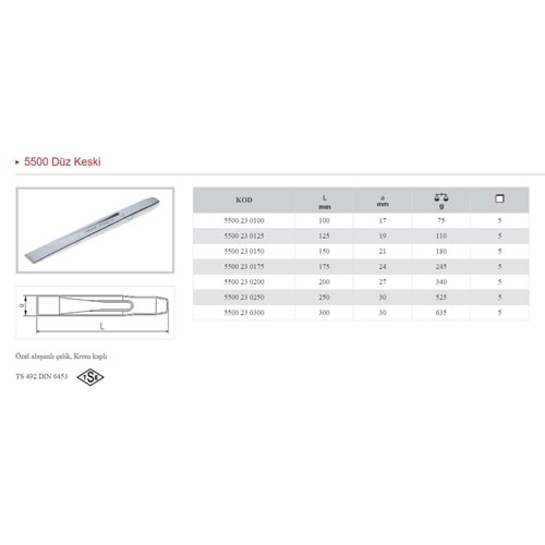 İZELTAŞ 175 MM DÜZ KESKİ KROM 5500 23 0175