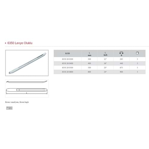 İZELTAŞ 300 MM LEVYE OLUKLU KROM 6350 26 0300