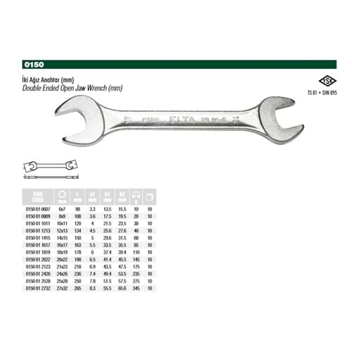 ELTA 16X17 İKİ AĞIZ ANAHTAR 0150 01 1617