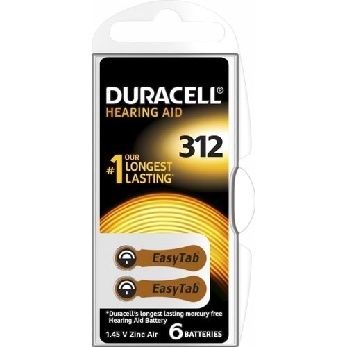 DURACELL 312 NO İŞİTME CİHAZI PİLİ PR41 1,45V 6LI PAKET