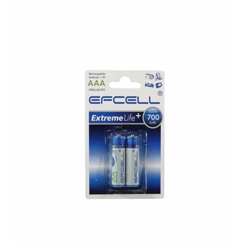 EFCELL 700 mAH AAA BOY ŞARJLI KUMANDA PİLİ 2 Lİ PAKET