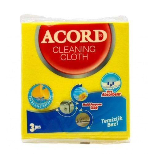 ACORD SARI TEMİZLİK BEZİ 3LÜ CODE:504