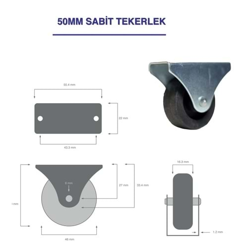 SABİT TEKERLEK 50 MM