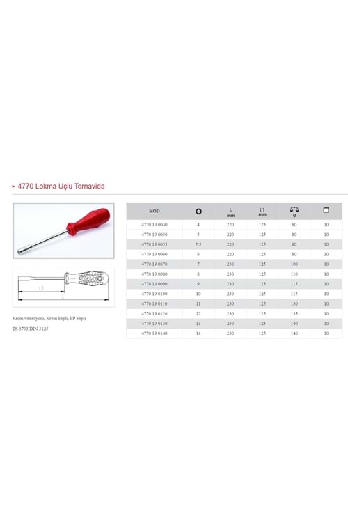 İZELTAŞ 11 LOKMA UÇLU TORNAVİDA 4770 19 0110