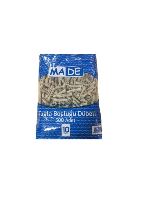 10 MM 500LÜ PAKET GRİ TUĞLA BOŞLUK DÜBELİ MADE KOD:008