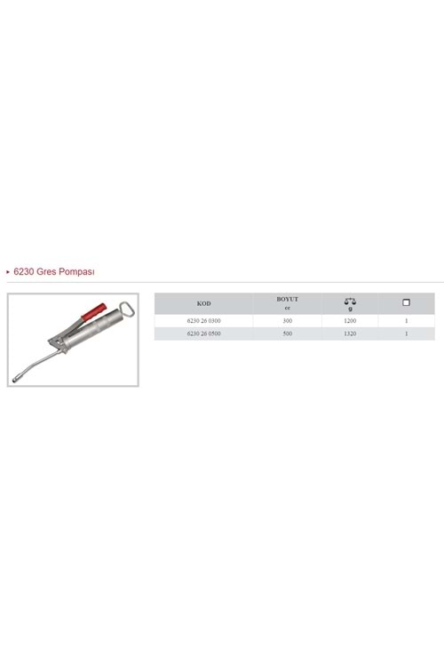 İZELTAŞ 300 CC GRES POMPASI 6230 26 0300