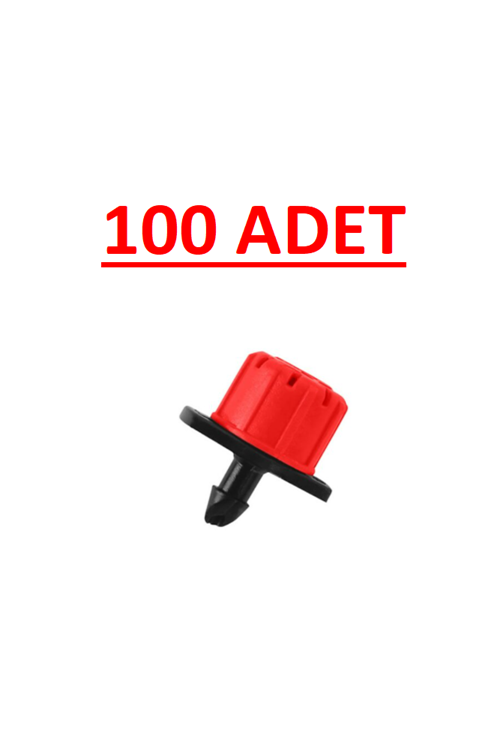 KIRMIZI DEBİ AYARLI DAMLATICI KÜÇÜK PLASTİK DAMLAMA 100LÜ PAKET