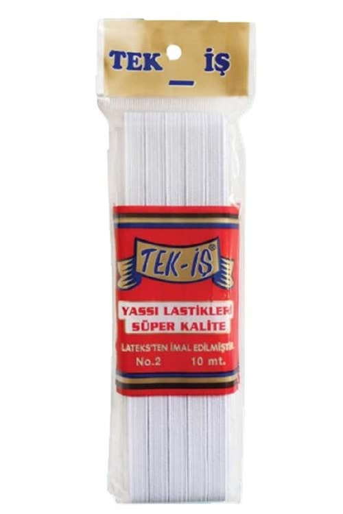NO:2 (1 CM) YASSI LASTİK BEYAZ TEK-İŞ 10 MT
