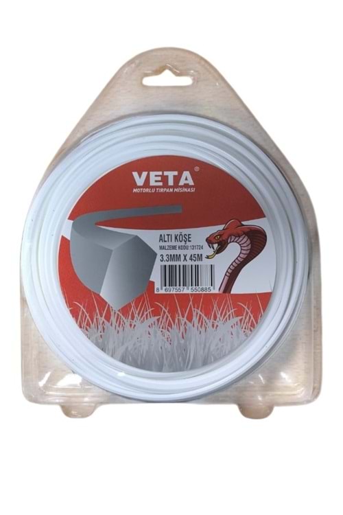 3.30 MM 45 MT TRIMMER LINE BEYAZ ALTI KÖŞE MİSİNA VETA 131724