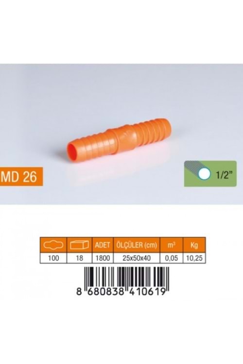 1/2 HORTUM EKİ PLASTİK MD26
