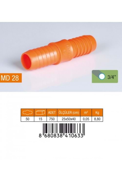 3/4 HORTUM EKİ PLASTİK MD28