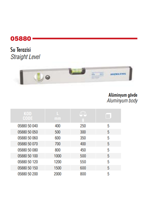 İZELTAŞ 40 CM SU TERAZİSİ ALÜMİNYUM GÖVDE 05880 50 040