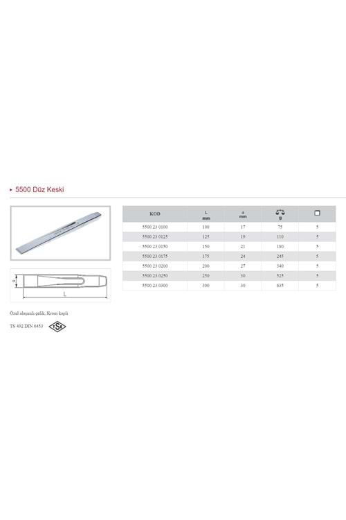 İZELTAŞ 200 MM DÜZ KESKİ KROM 5500 23 0200