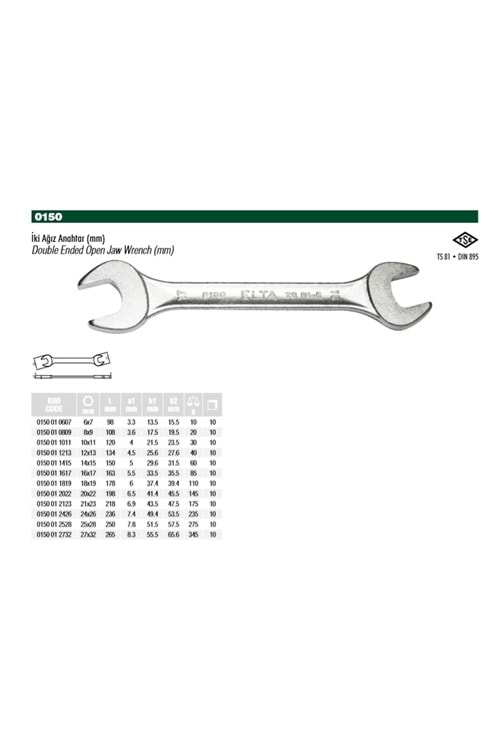 ELTA 16X17 İKİ AĞIZ ANAHTAR 0150 01 1617