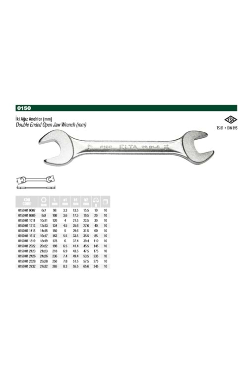 ELTA 21X23 İKİ AĞIZ ANAHTAR 0150 01 2123