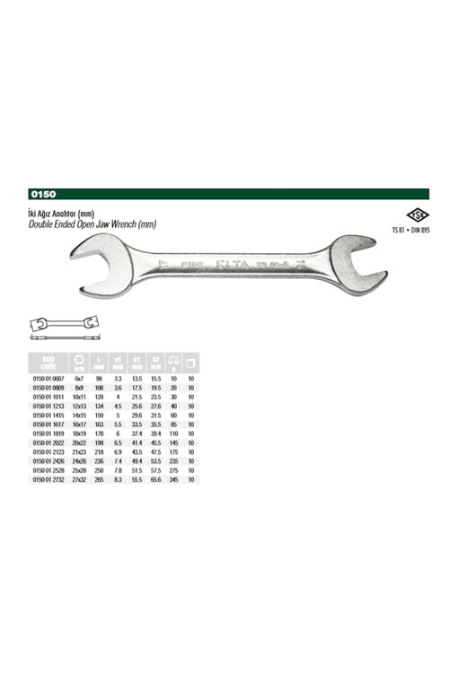 ELTA 24X26 İKİ AĞIZ ANAHTAR 0150 01 2426
