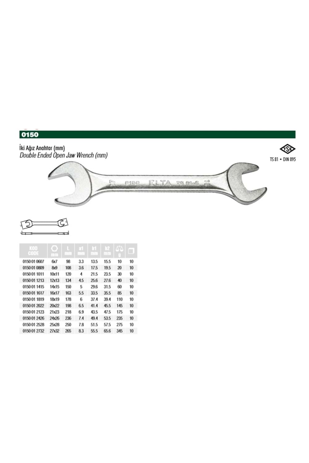 ELTA 27X32 İKİ AĞIZ ANAHTAR 0150 01 2732