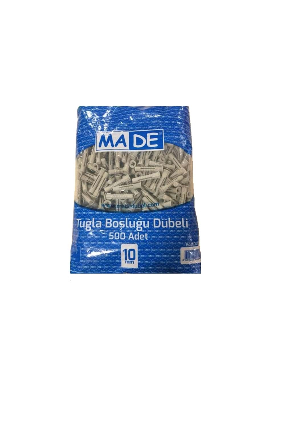 10 MM 500LÜ PAKET GRİ TUĞLA BOŞLUK DÜBELİ MADE KOD:008