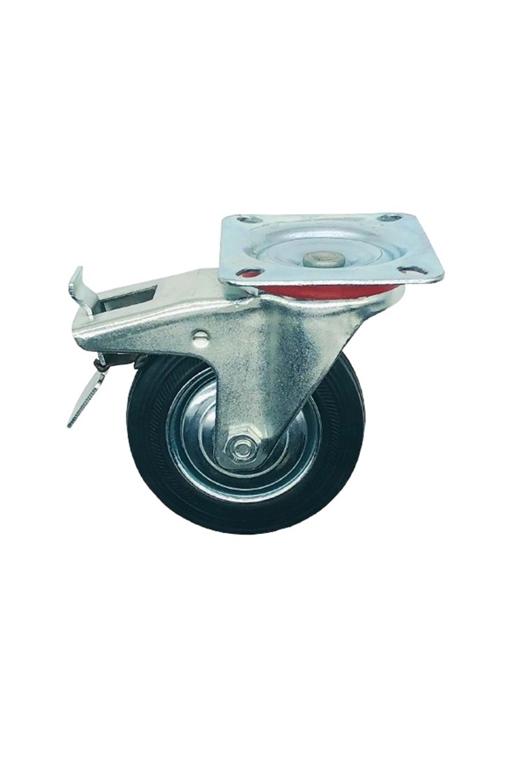 100 MM LASTİK KAPLI DÖNER TABLALI FRENLİ SERVİS TEKERİ