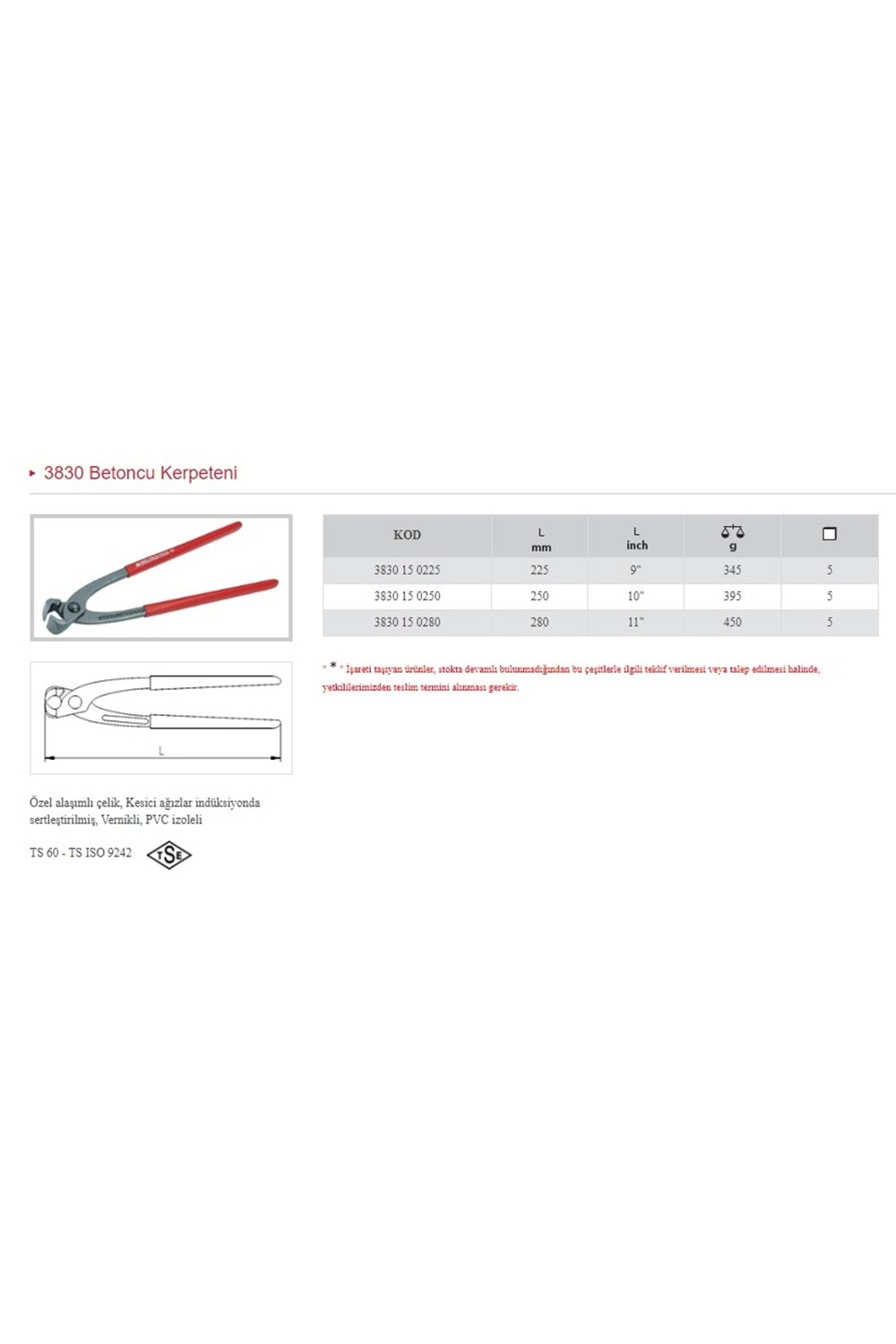 İZELTAŞ 280 MM BETONCU KERPETENİ 3830 15 0280