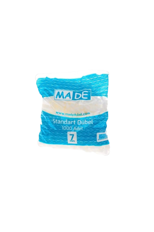 7 MM 1000Lİ PAKET STANDART BEYAZ DÜBEL MADE KOD:002