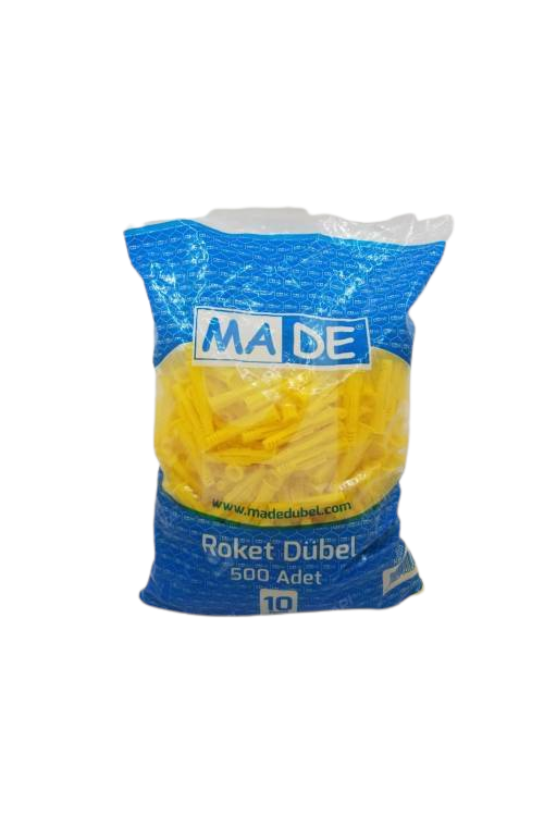 10 MM 500LÜ PAKET SARI ROKET DÜBEL MADE KOD: 059