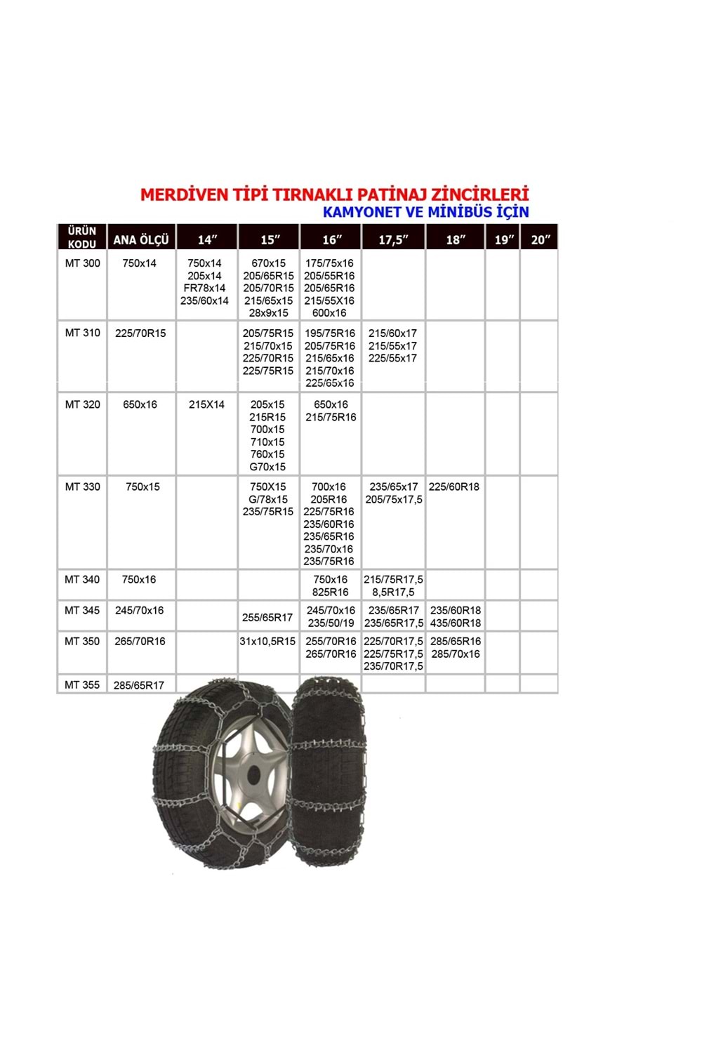 MT 230 YILDIZ PATİNAJ ZİNCİRİ/KAR ZİNCİRİ SERME
