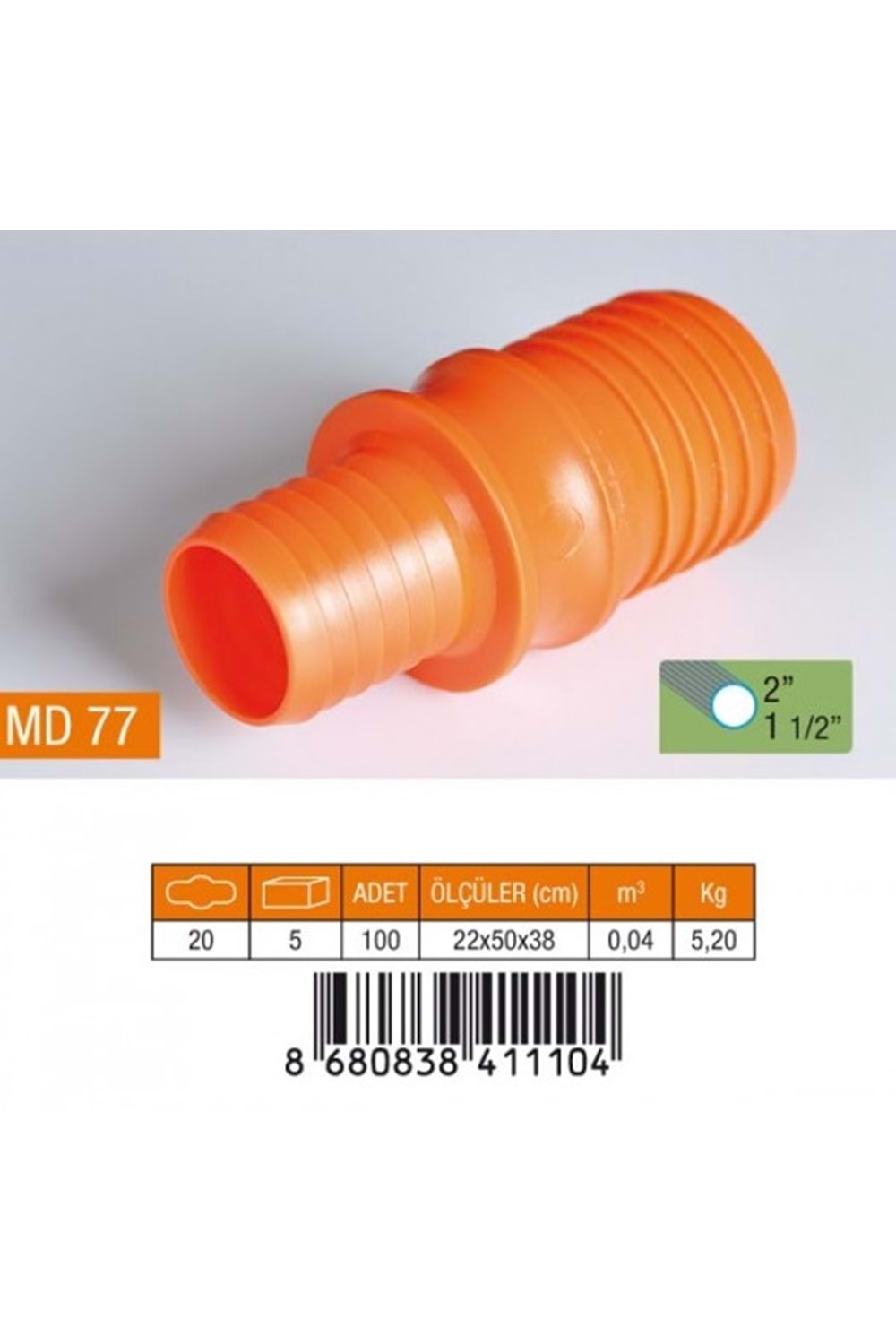 2-1.1/2 REDÜKSİYON HORTUM EKİ PLASTİK MD77