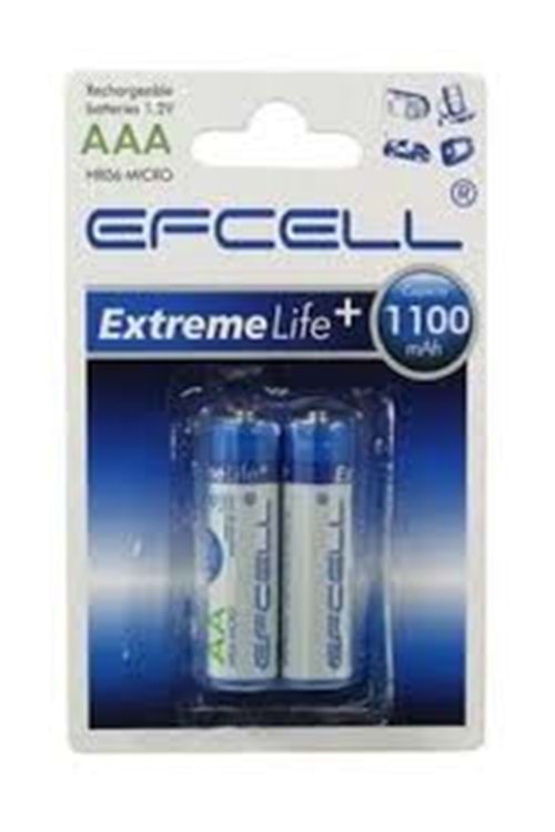 EFCELL 1100mAH AA BOY ŞARJLI KALEM PİL 2 Lİ PAKET