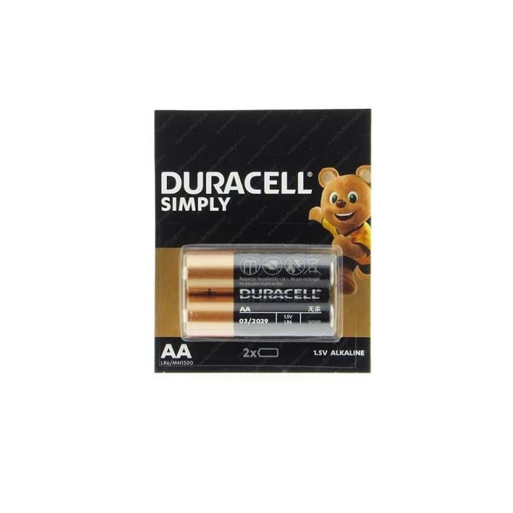 DURACELL AA LR6/MN1500 KALEM PİL 2 Lİ PAKET