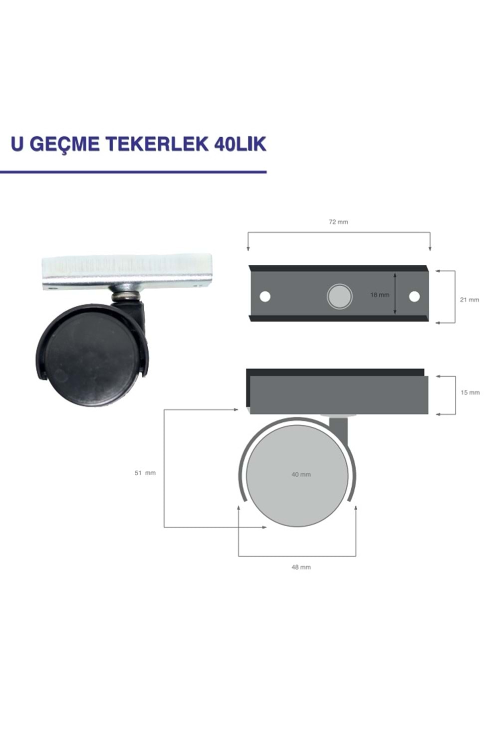 40 LIK TEKERLEK KÜÇÜK U BİÇİMLİ PLASTİK