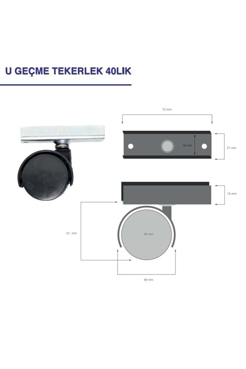 40 LIK TEKERLEK KÜÇÜK U BİÇİMLİ PLASTİK