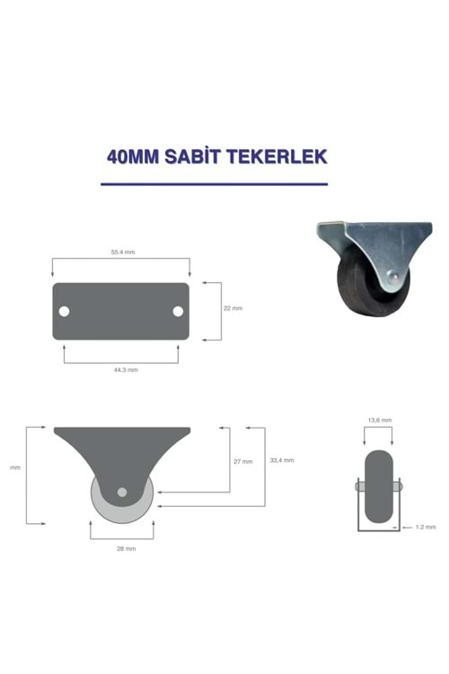 40 MM KÜÇÜK SABİT TEKERLEK