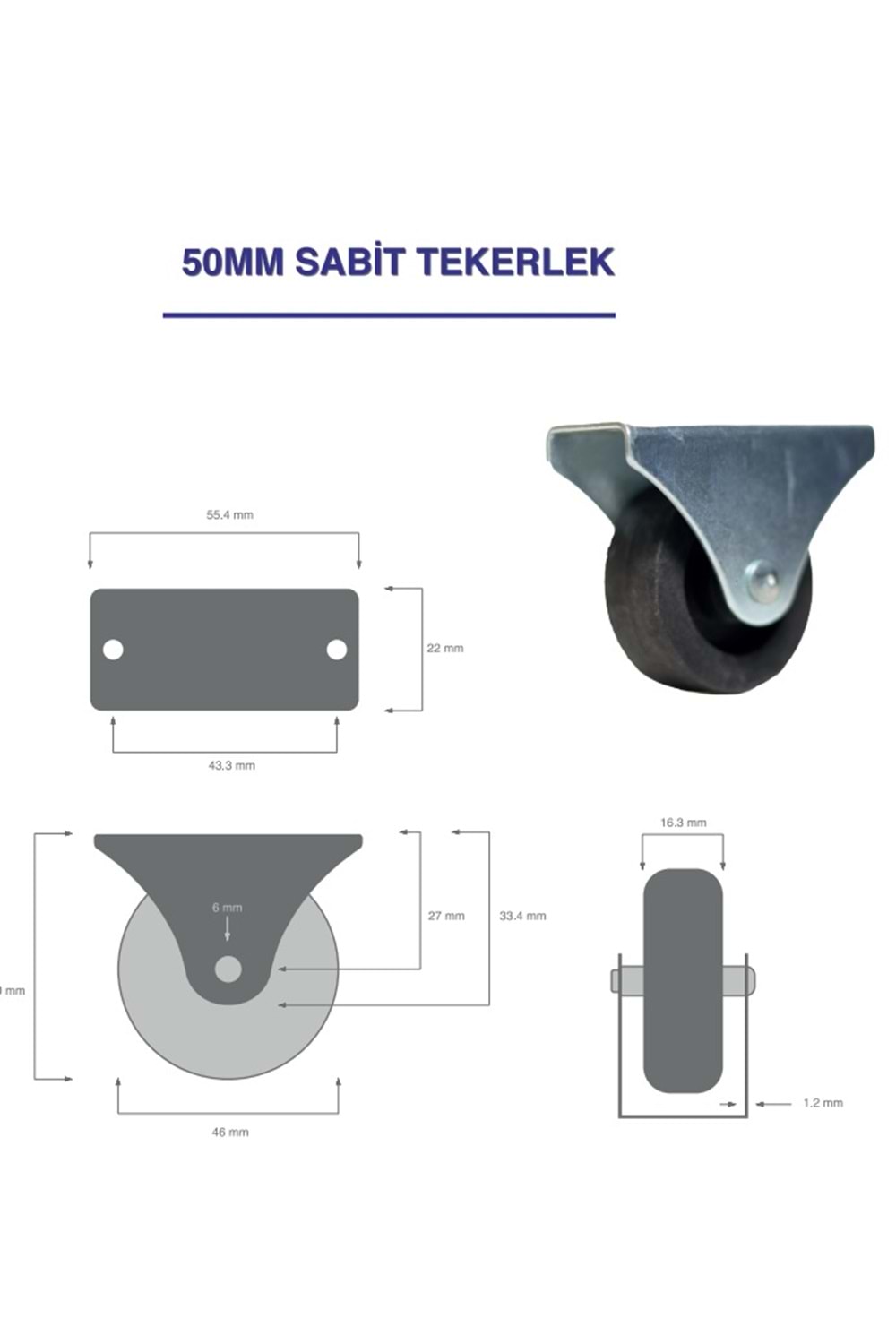 SABİT TEKERLEK 50 MM