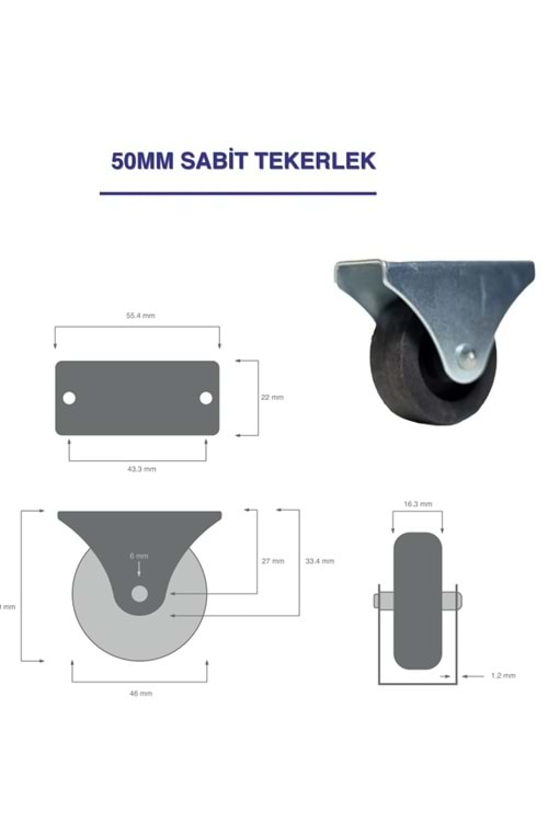 SABİT TEKERLEK 50 MM