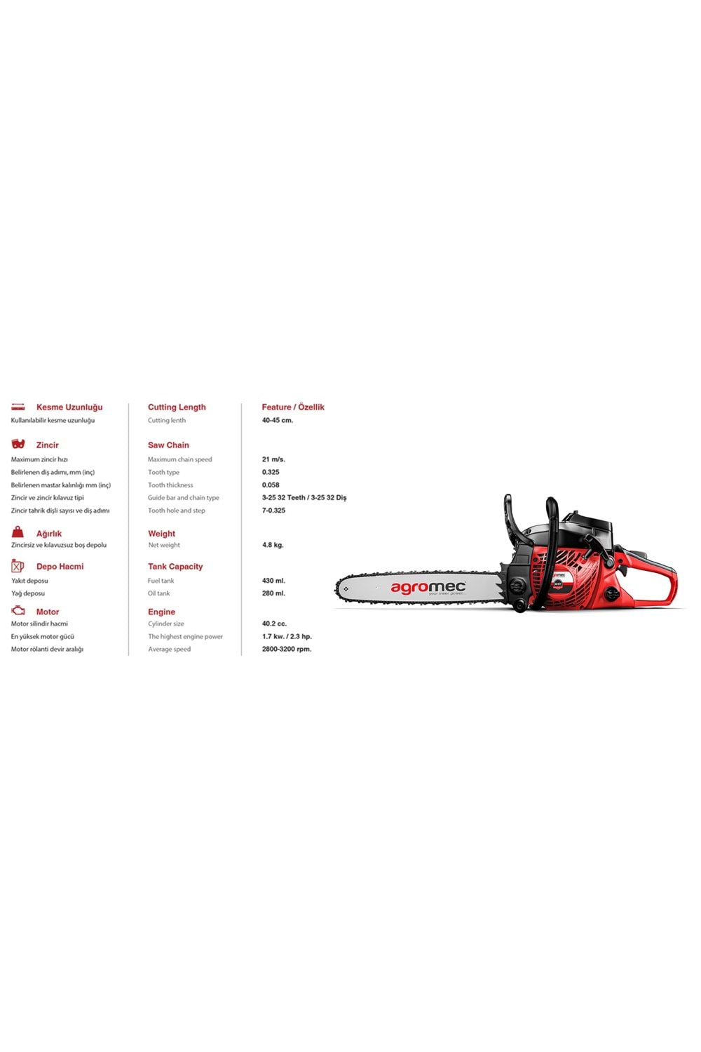 AGROMEC AG-45Y BENZİNLİ KESİM MOTORU