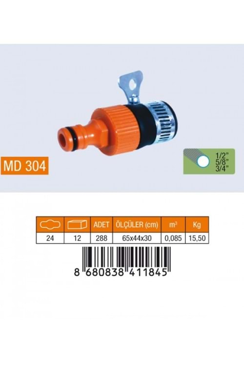 1/2 MUSLUK BAGLANTI ADAPTÖRÜ KELEPÇELİ MD304
