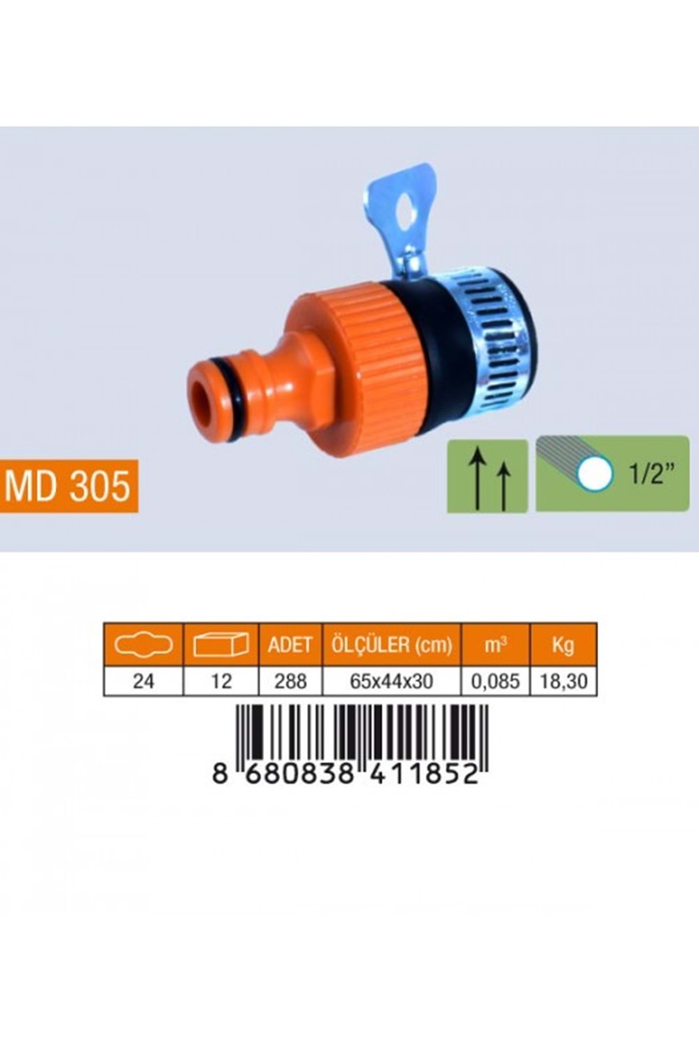 3/4 MUSLUK BAGLANTI ADAPTÖRÜ KELEPÇELİ MD305