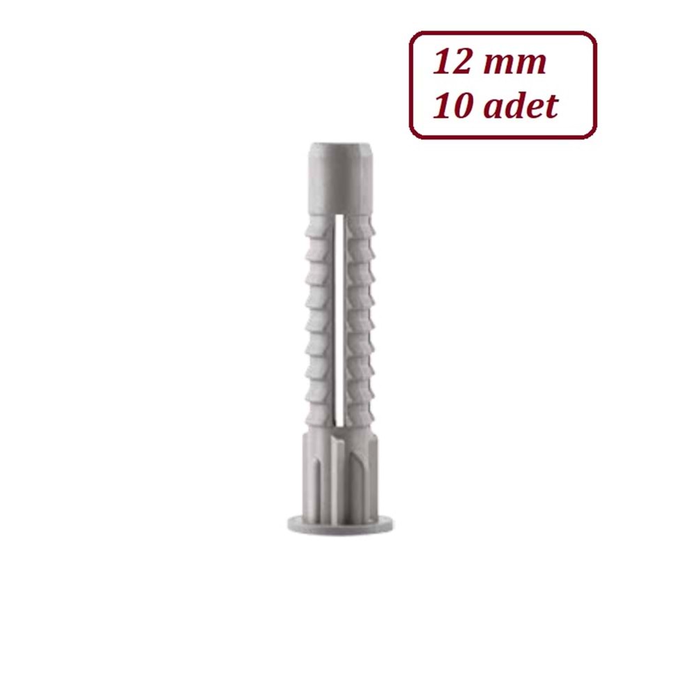 12 MM 10LU PAKET GRİ TUĞLA BOŞLUK DÜBELİ MADE KOD:101