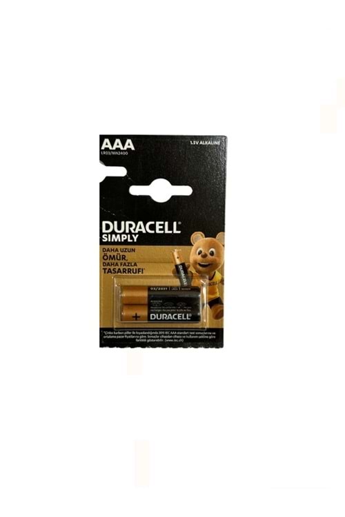 DURACELL AAA LR03/MN2400 İNCE KALEM PİL 2 Lİ PAKET