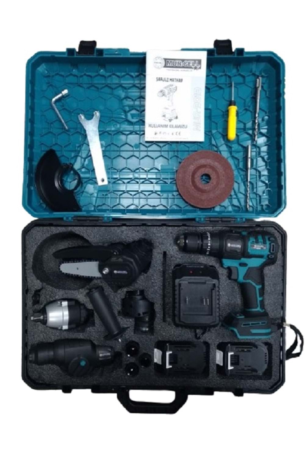 MUR-CELL MUR-9019 ÇOK FONKSİYONLU AKÜLÜ SET SPİRAL+MATKAP+SOMUN SÖKME+BUDAMA TESTERE